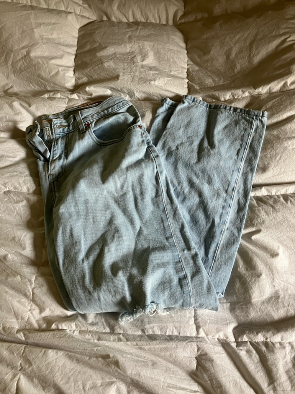 Levi Strauss Low Pro Straight Light Wash Distressed Jeans